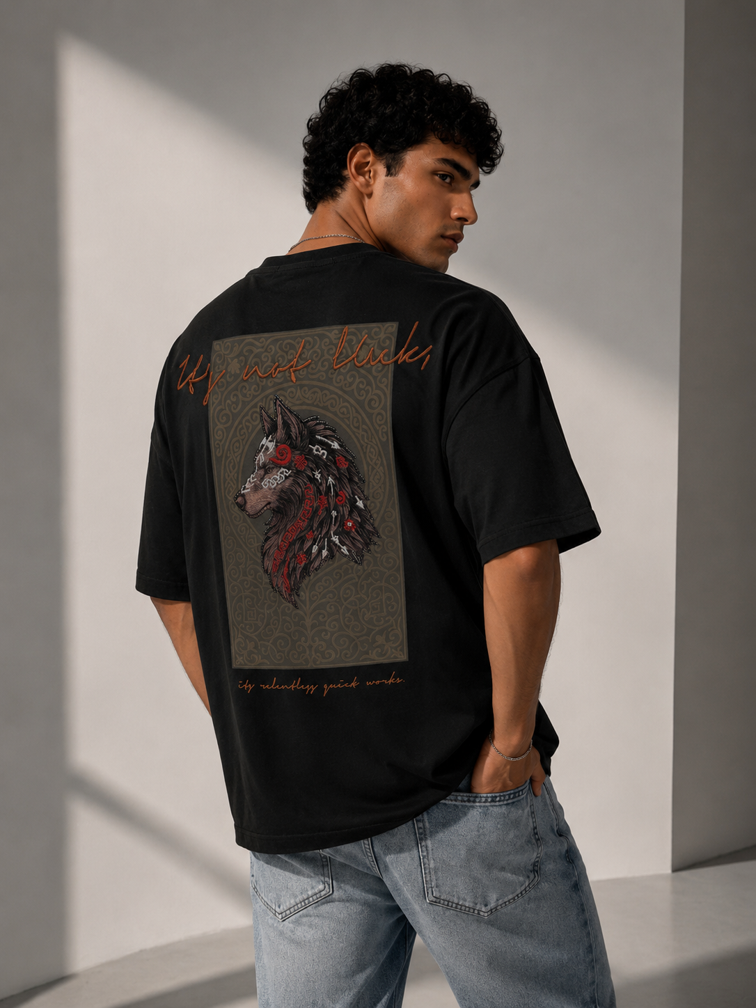 Unisex Wolf Embroidered Graphic T-Shirt HECLIC