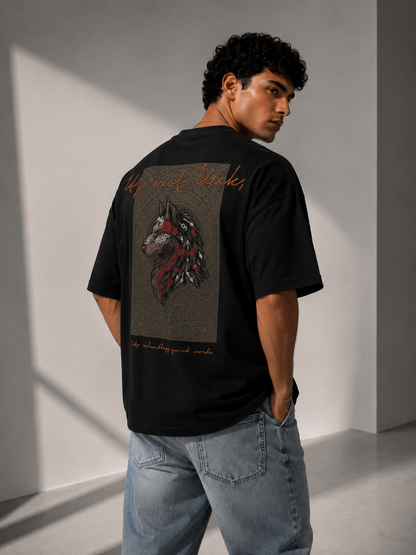 Unisex Wolf Embroidered Graphic T-Shirt HECLIC
