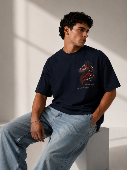 Unisex Wolf Embroidered Graphic T-Shirt HECLIC