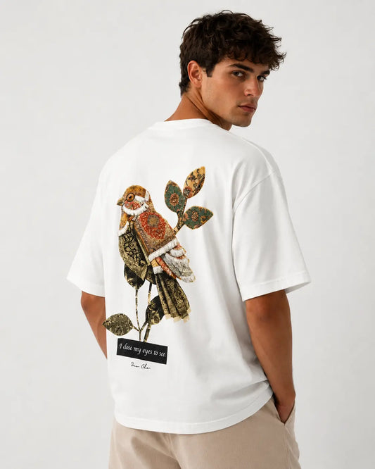 Unisex Bird Embroidered & Printed T-Shirt HECLIC