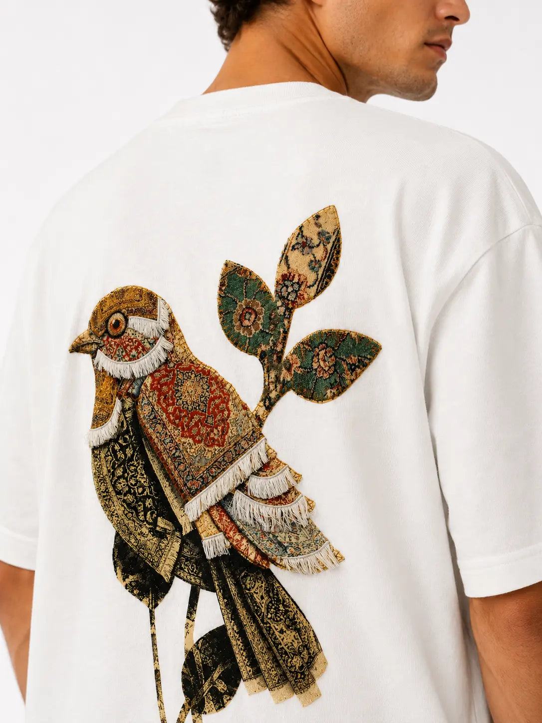 Unisex Bird Embroidered & Printed T-Shirt HECLIC